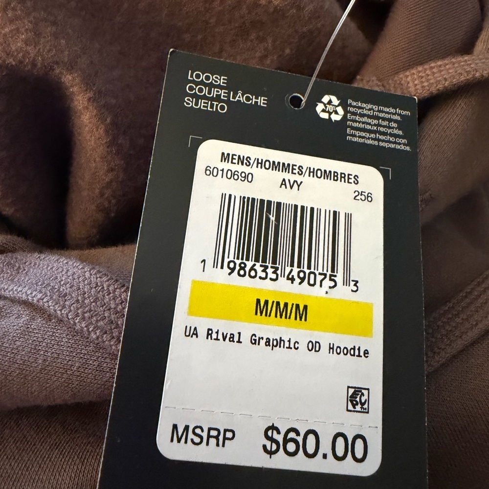 Under Armour Men’s Brown Pullover Hoodie with Sleeve Logo - Picture 4 of 4